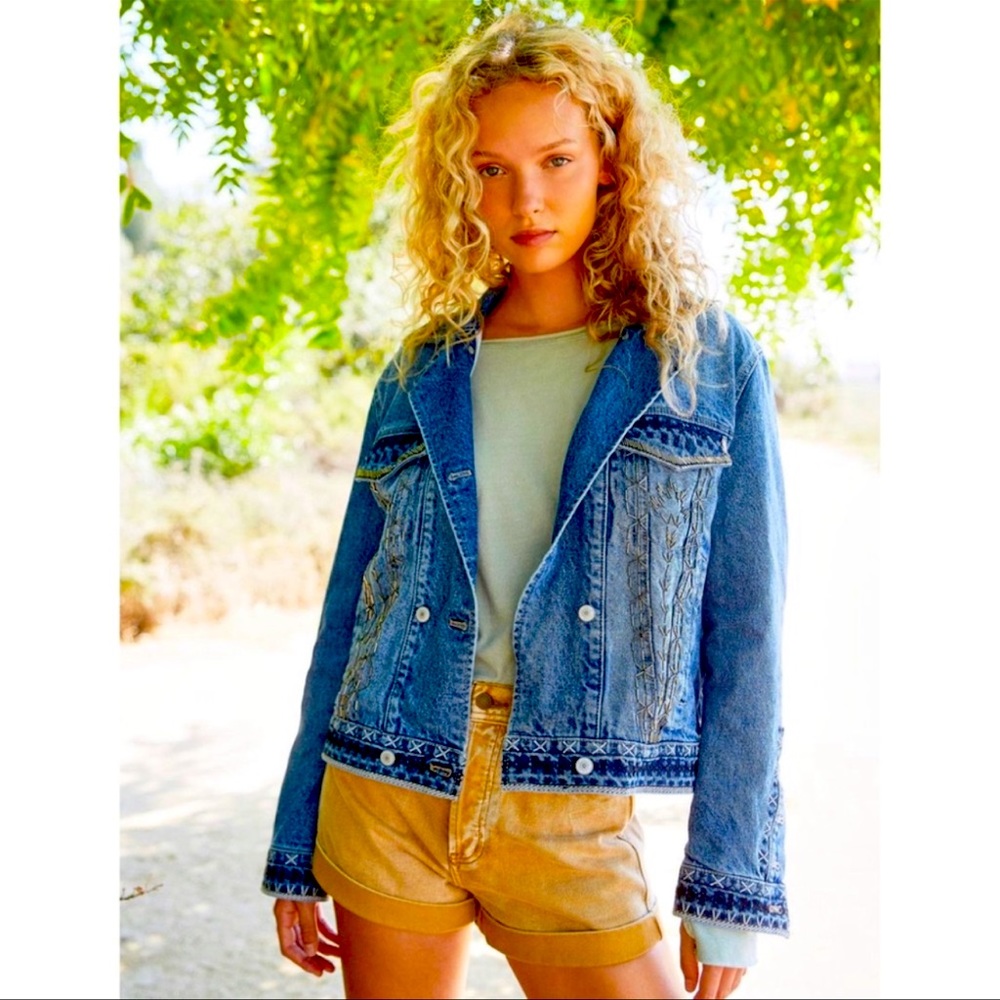 NWT Free People Dance Party Denim Jacket